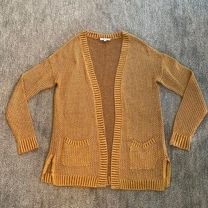 Mudd mustard yellow knit cardigan, size small